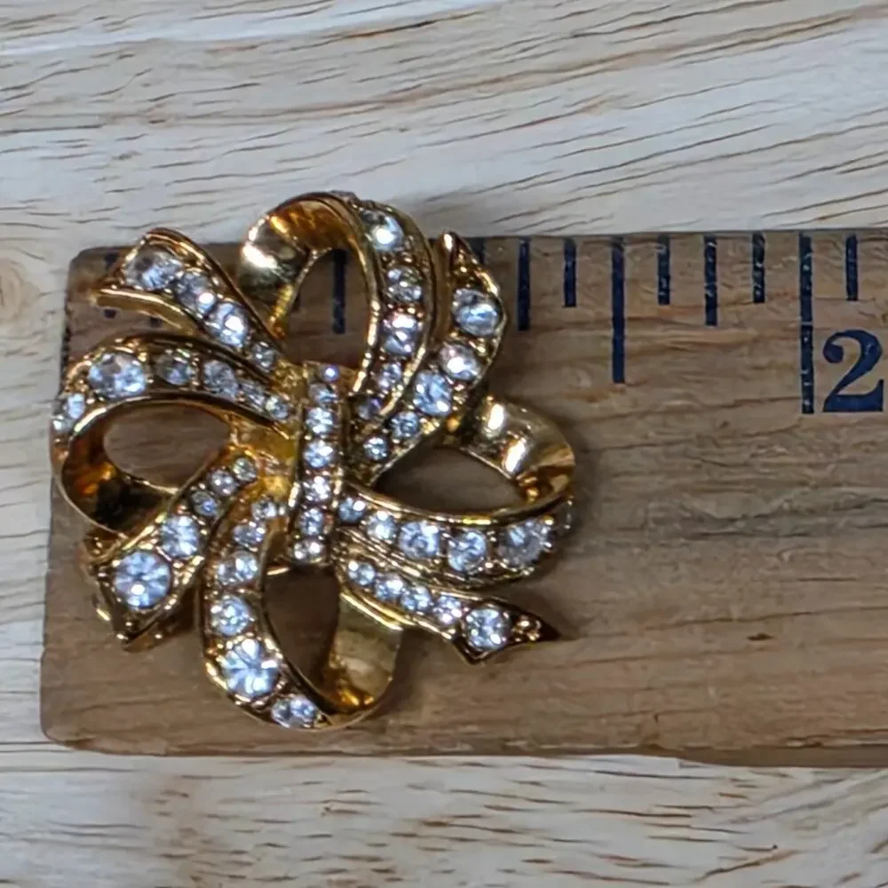 KENNETH JAY LANE KJL for Avon Rhinestone Bow Clip On Earrings Vtg Statement 1.5